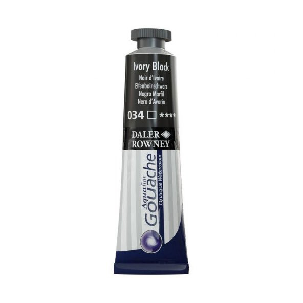 Daler Rowney Aquafine Guaj Boya Tüp 15ml Ivory Black 034 ürün görseli 1