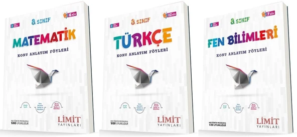 Limit 8. Sınıf Matematik + Türkçe + Fen Konu Föyleri Seti 3 Kitap ürün görseli 1