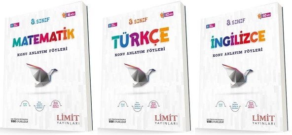 Limit 8. Sınıf Matematik + Türkçe + İngilizce Konu Föyleri Seti 3 Kitap ürün görseli 1