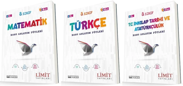 Limit 8. Sınıf Matematik + Türkçe + İnkılap Konu Föyleri Seti 3 Kitap ürün görseli 1