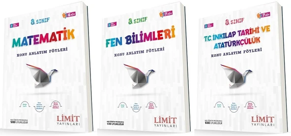 Limit 8. Sınıf Matematik + Fen + İnkılap Konu Föyleri Seti 3 Kitap ürün görseli 1