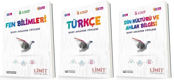 Limit 8. Sınıf Fen + Türkçe + Din Konu Föyleri Seti 3 Kitap ürün görseli 1