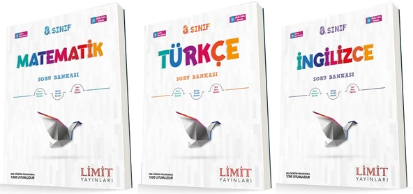 Limit 8. Sınıf Matematik + Türkçe + İngilizce Soru Seti 3 Kitap ürün görseli 1