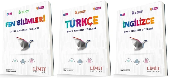 Limit 8. Sınıf Fen + Türkçe + İngilizce Konu Föyleri Seti 3 Kitap ürün görseli 1