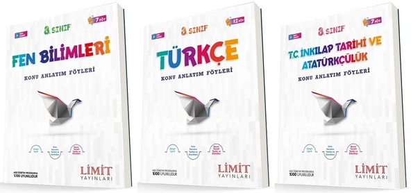 Limit 8. Sınıf Fen + Türkçe + İnkılap Konu Föyleri Seti 3 Kitap ürün görseli 1