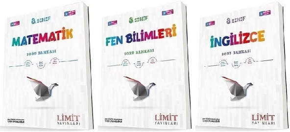 Limit 8. Sınıf Matematik + Fen + İngilizce Soru Seti 3 Kitap ürün görseli 1