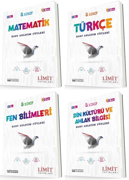 Limit 8. Sınıf Matematik + Türkçe + Fen + Din Konu Föyleri Seti 4 Kitap ürün görseli 1