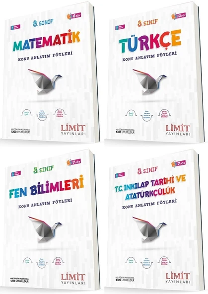 Limit 8. Sınıf Matematik + Türkçe + Fen + İnkılap Konu Föyleri Seti 4 Kitap ürün görseli 1