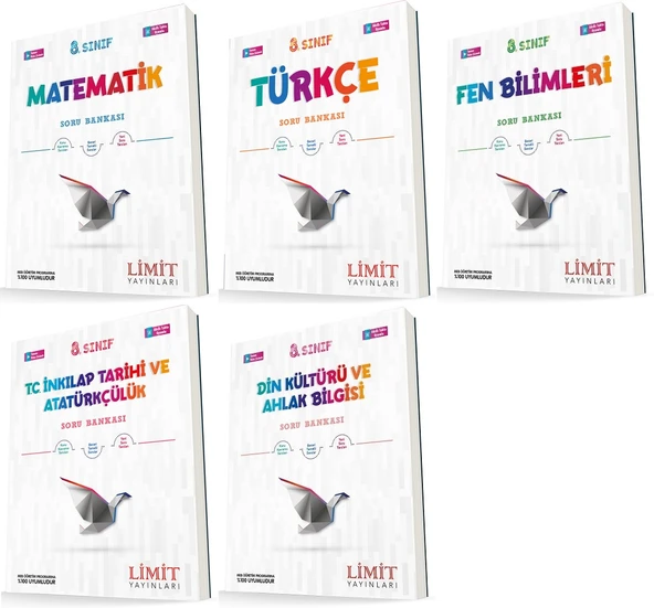 Limit 8. Sınıf Matematik + Türkçe + Fen + İnkılap + Din Soru Seti 5 Kitap ürün görseli 1