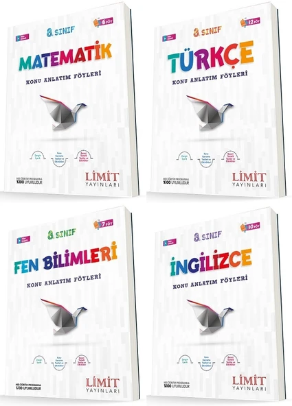Limit 8. Sınıf Matematik + Türkçe + Fen + İngilizce Konu Föyleri Seti 4 Kitap ürün görseli 1