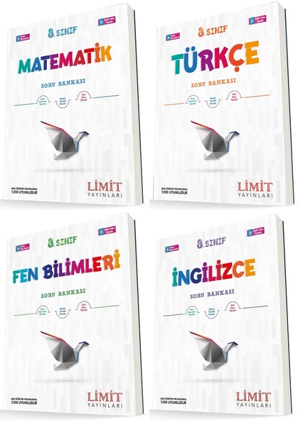 Limit 8. Sınıf Matematik + Türkçe + Fen + İngilizce Soru Seti 4 Kitap ürün görseli 1