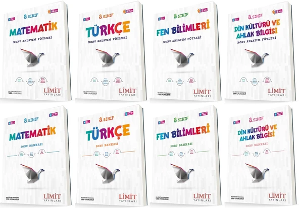 Limit 8. Sınıf Matematik + Türkçe + Fen + Din Konu Föyleri + Soru Seti 8 Kitap ürün görseli 1