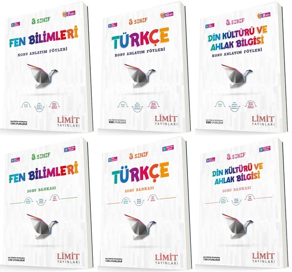 Limit 8. Sınıf Fen + Türkçe + Din Konu Föyleri + Soru Seti 6 Kitap ürün görseli 1