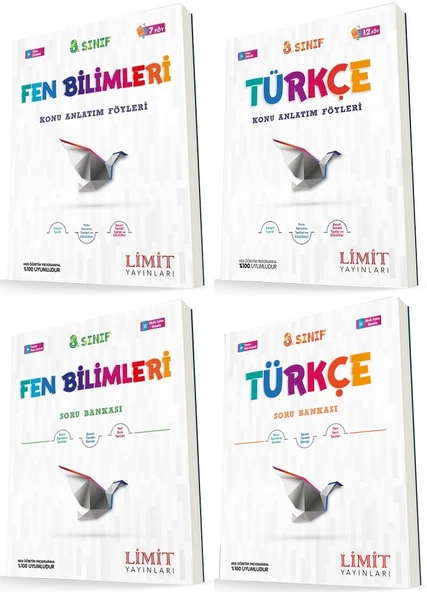 Limit 8. Sınıf Fen Bilimleri + Türkçe Konu Föyleri + Soru Seti 4 Kitap ürün görseli 1