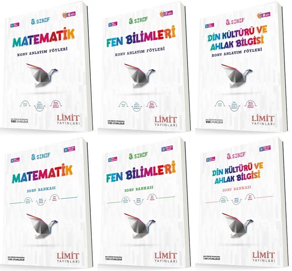 Limit 8. Sınıf Matematik + Fen + Din Konu Föyleri + Soru Seti 6 Kitap ürün görseli 1