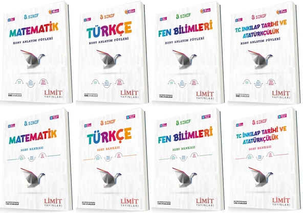 Limit 8. Sınıf Matematik + Türkçe + Fen + İnkılap Konu Föyleri + Soru Seti 8 Kitap ürün görseli 1