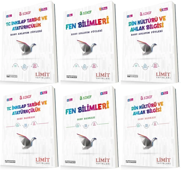 Limit 8. Sınıf İnkılap + Fen + Din Konu Föyleri + Soru Seti 6 Kitap ürün görseli 1