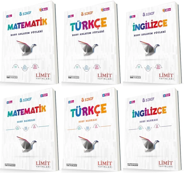 Limit 8. Sınıf Matematik + Türkçe + İngilizce Konu Föyleri + Soru Seti 6 Kitap ürün görseli 1