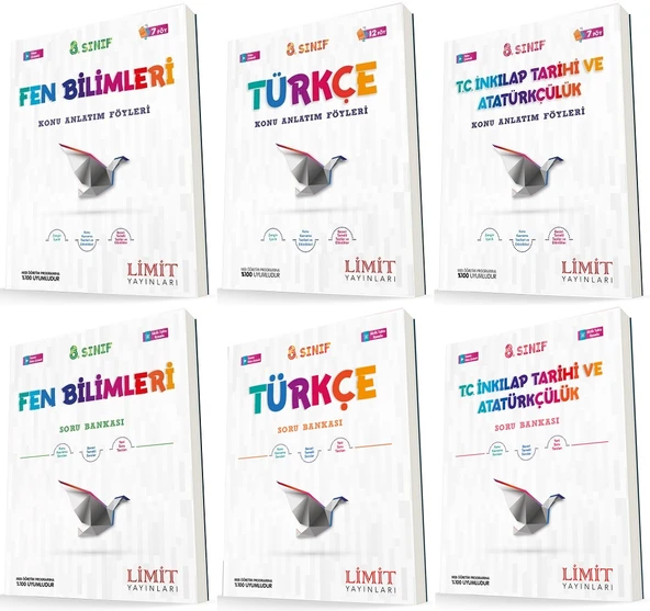 Limit 8. Sınıf Fen + Türkçe + İnkılap Konu Föyleri + Soru Seti 6 Kitap ürün görseli 1