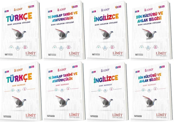 Limit 8. Sınıf Türkçe + İnkılap + İngilizce + Din Konu Föyleri + Soru Seti 8 Kitap ürün görseli 1