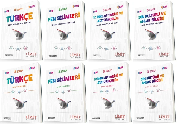 Limit 8. Sınıf Türkçe + Fen + İnkılap + Din Konu Föyleri + Soru Seti 8 Kitap ürün görseli 1