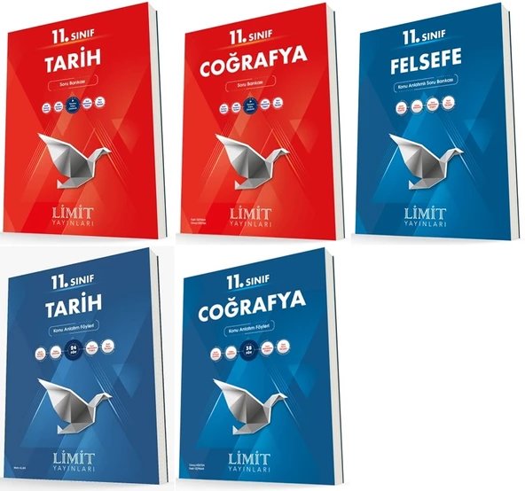 Limit 11. Sınıf Tarih + Coğrafya + Felsefe Konu + Soru Seti 5 Kitap ürün görseli 1