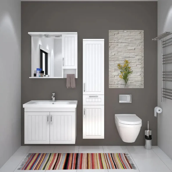 Denko Lotus 80 Cm Beyaz Banyo Dolabı Takımı ürün görseli 1