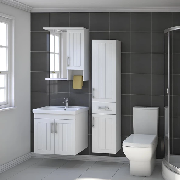 Denko Lotus 60 Cm Beyaz Banyo Dolabı - Resim 3