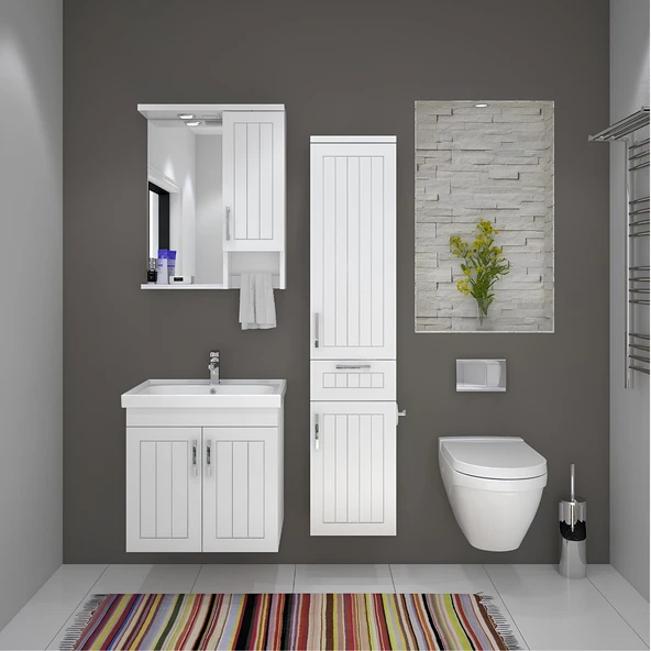Denko Lotus 60 Cm Beyaz Banyo Dolabı - Resim 2
