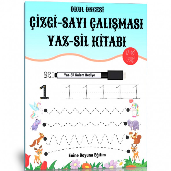 Okul Öncesi Çizgi-Sayı Çalışması YAZ-SİL Kitabı ürün görseli 1