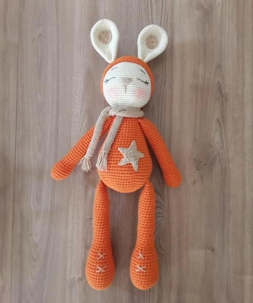 Uykucu Tavşan Uyku Arkadaşı Amigurumi Organik Oyuncak ürün görseli 1