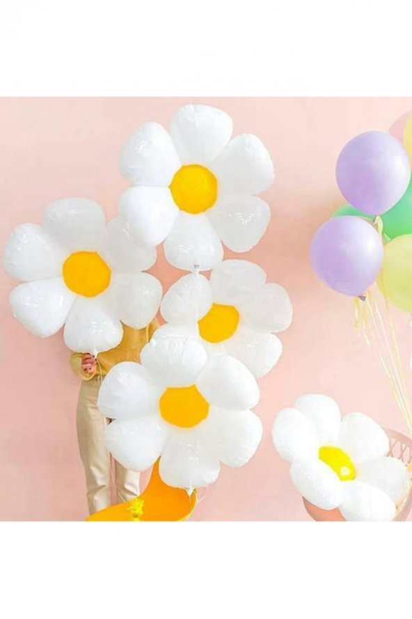 Beysüs Papatya Folyo Balon Sarı Beyaz ürün görseli 1
