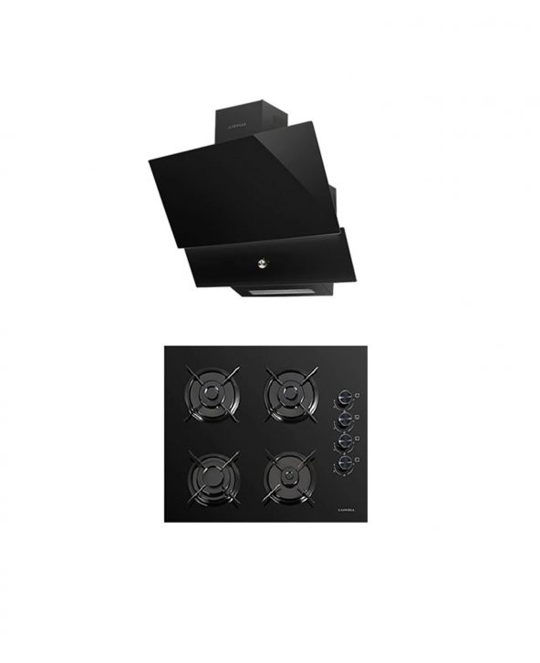 Luxell Siyah 2li Set OC88 Ankastre Cam Ocak/ DA88 Davlumbaz Rotary Düğmeli ürün görseli 1