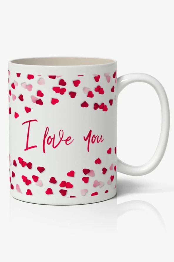 I Love You Tasarımlı Yazılı Baskılı Kupa Bardak Baskılı Kahve Kupa Bardak ürün görseli 1