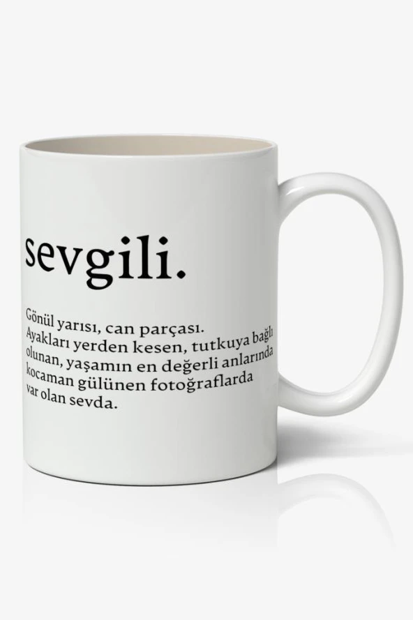 Sevgili Anlamlı Söz Yazılı Baskılı Kupa Bardak Baskılı Kahve Kupa Bardak ürün görseli 1