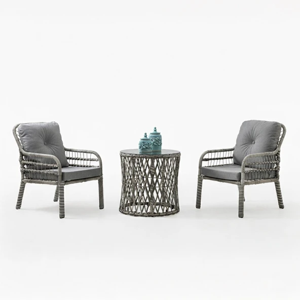 Capri Swing Pisa Tekli Rattan Bahçe Balkon Oturma Grubu | Gri | 700 ürün görseli 1