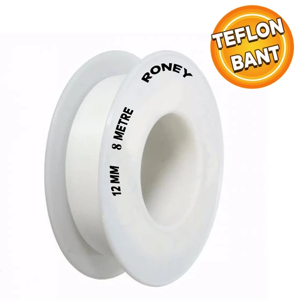 Teflon Sızdırmaz Yalıtım Bant Bandı Beyaz 12 mm x 8 Metre ürün görseli 1