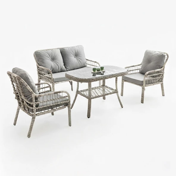 Capri Swing Pisa İkili Rattan Bahçe Balkon Oturma Grubu | Beyaz | 752 ürün görseli 1