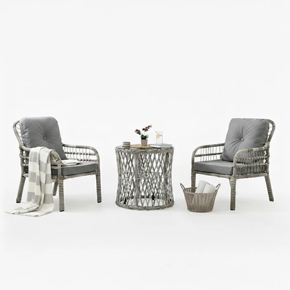 Capri Swing Pisa Tekli Rattan Bahçe Balkon Oturma Grubu | Beyaz | 702 ürün görseli 1