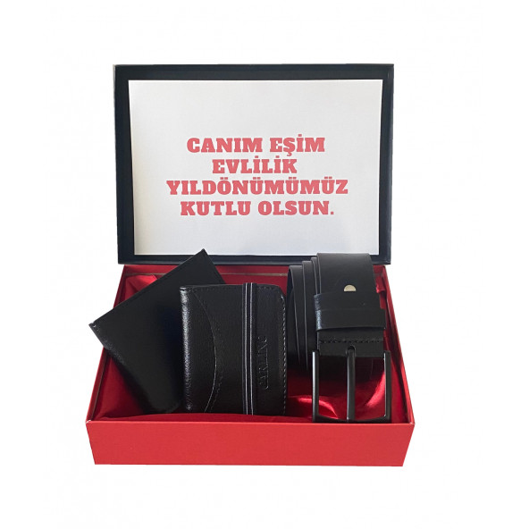 ERKEK SİYAH KEMER CÜZDAN KARTLIK HEDİYE SETİ ürün görseli 1