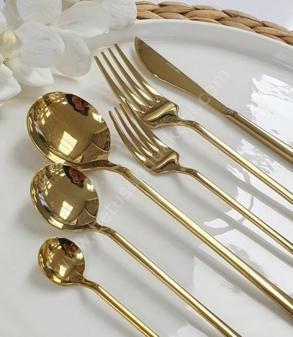 Acar Milano 36 Parça Paslanmaz Çelik Çatal Bıçak Kaşık Takımı Gold 0450 ürün görseli 1