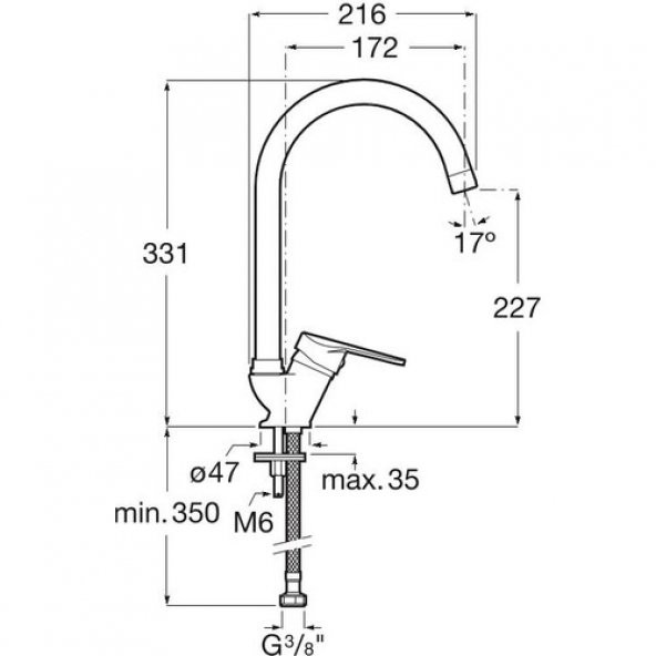 Roca Glera Spiralli Pull Down Mutfak Eviye Bataryası A5A814DC00 - Resim 2