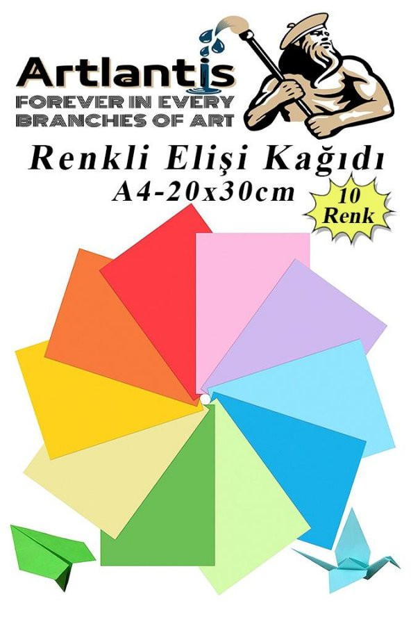Elişi Kağıdı A4 10 Renk 1 Paket El işi Kağıdı 10 Lu Kreş Ana Sınıfı Okul Öncesi Sınıf Malzemesi ürün görseli 1