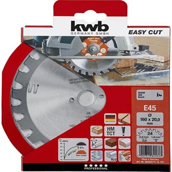 KWB Tepsi Testere 160 X 20mm 24 Diş E45 584533 ürün görseli 1