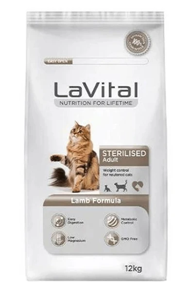 LaVital Kuzu Etli Kısırlaştırılmış Yetişkin Kedi Maması 12 Kg ürün görseli 1