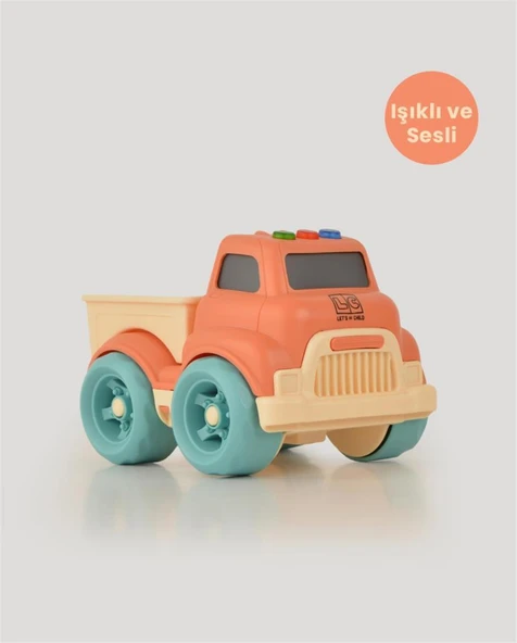 Let's Be Child Sesli ve Işıklı Minik Pikap 31016 Turuncu - Bej Kasalı, Çocuklar İçin Oyuncak Pikap ürün görseli 1