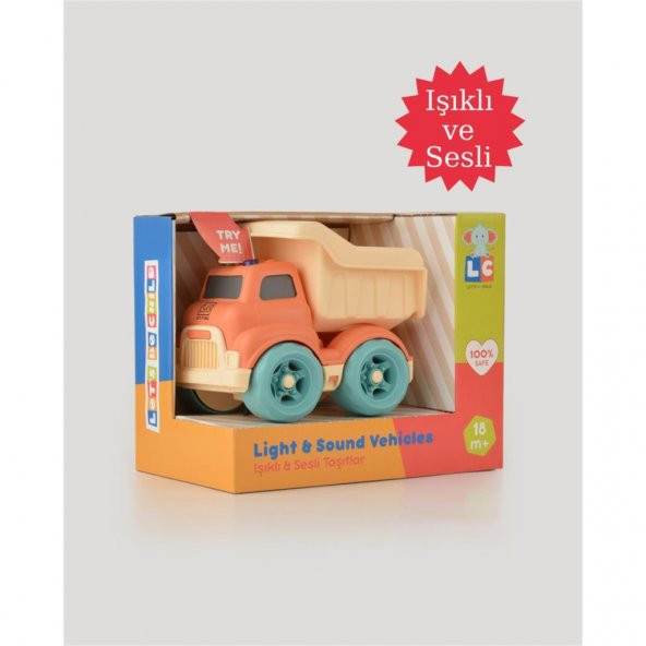 Lets Be Child Sesli ve Işıklı Minik Kamyon 31016 Turuncu - Bej Kasalı, Çocuklar İçin Oyuncak Kamyon ürün görseli 1