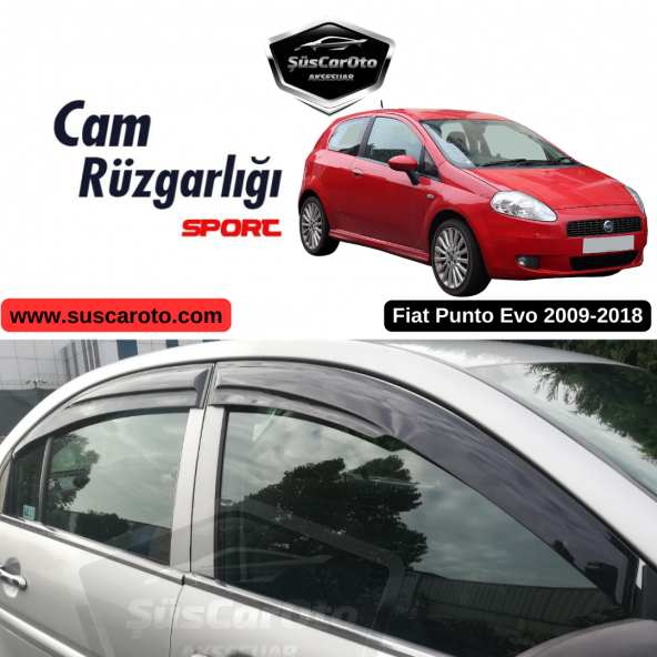 Fiat Punto 2009-2018 Uyumlu Mugen Cam Rüzgarlığı Seti Piano Black 4lü İthal ürün görseli 1
