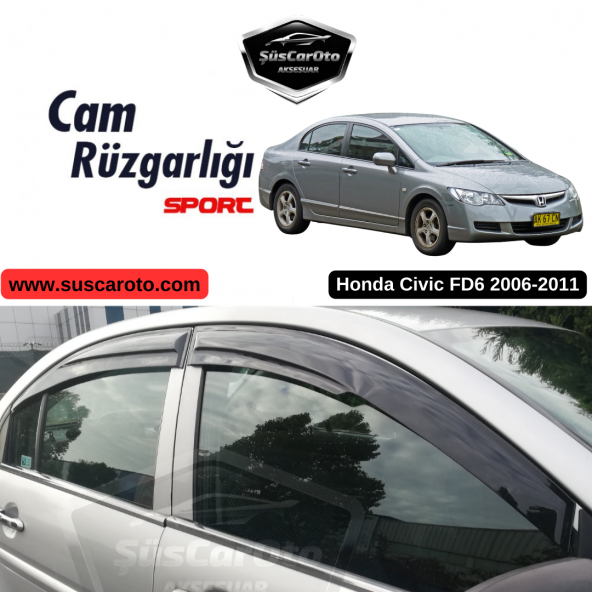 Honda Civic FD6 2006-2011 Uyumlu Mugen Cam Rüzgarlığı Seti Piano Black 4lü İthal ürün görseli 1