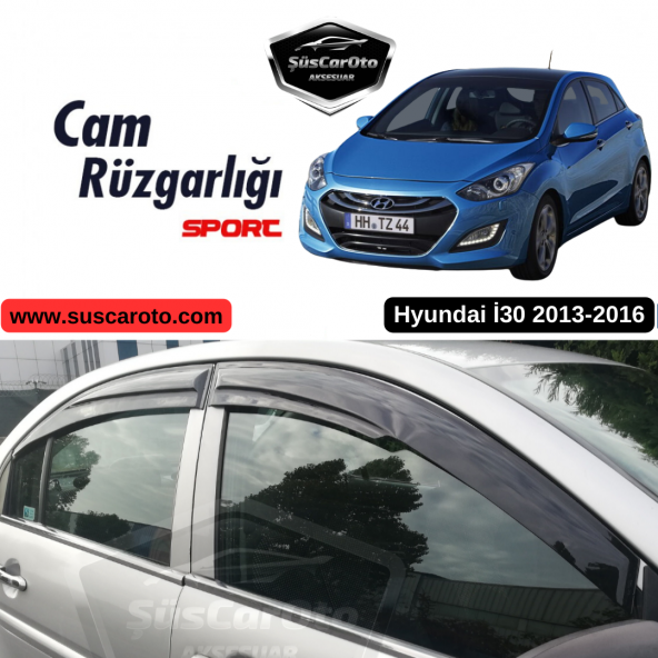 Hyundai İ30 2013-2016 Uyumlu Mugen Cam Rüzgarlığı Seti Piano Black 4lü İthal ürün görseli 1